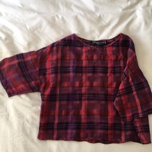 Vintage Plaid Silk Blouse